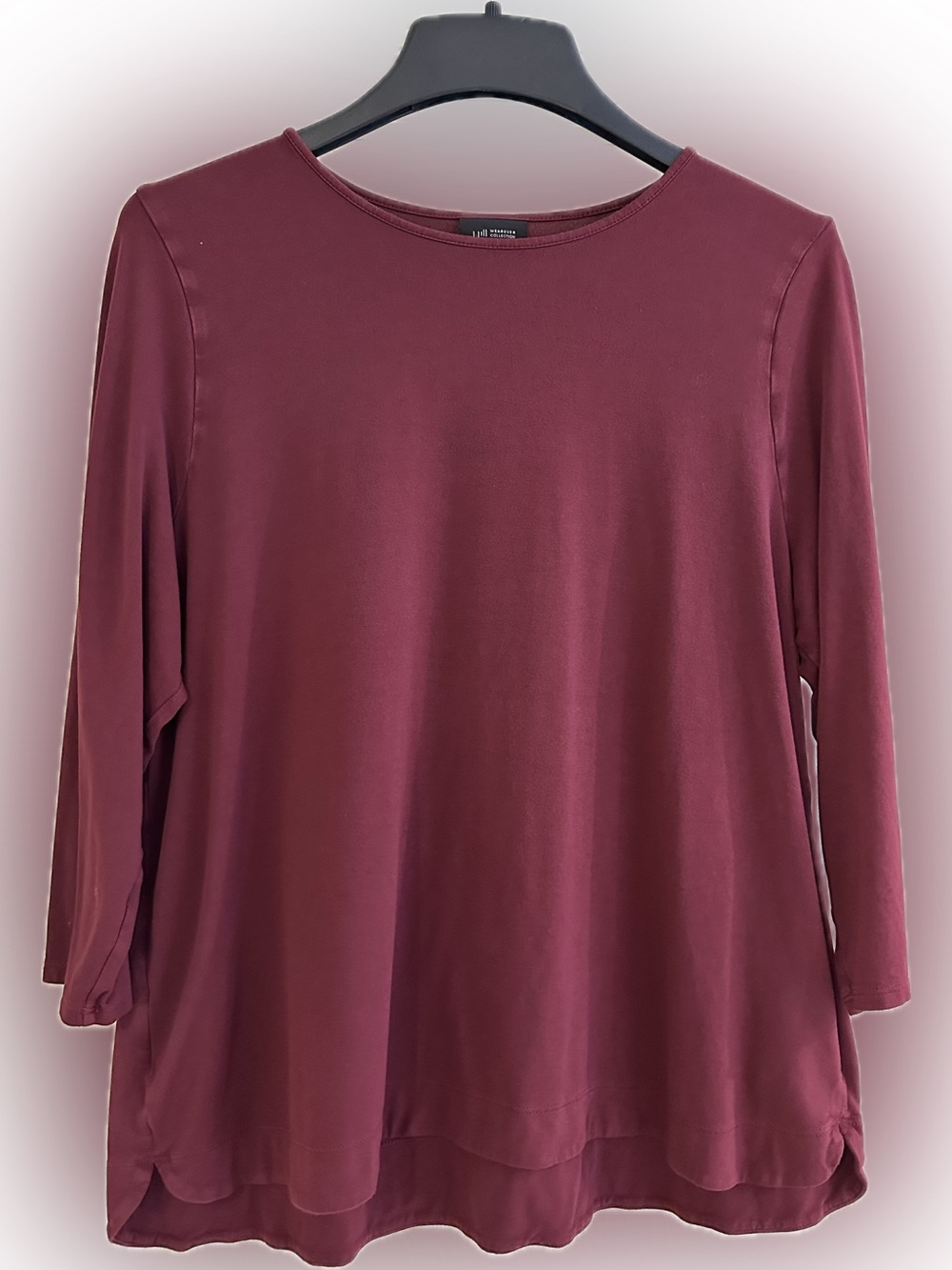 J. Jill Women's Wherever Burgundy 3/4 Sleeve Scoop Neck Top